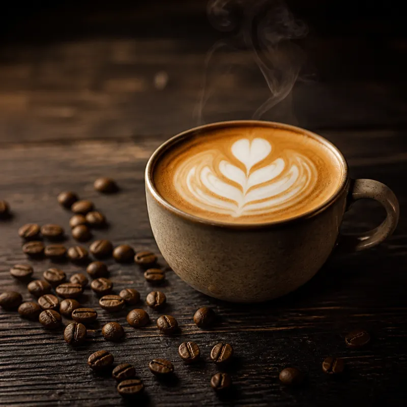 Latte art with coffee beans